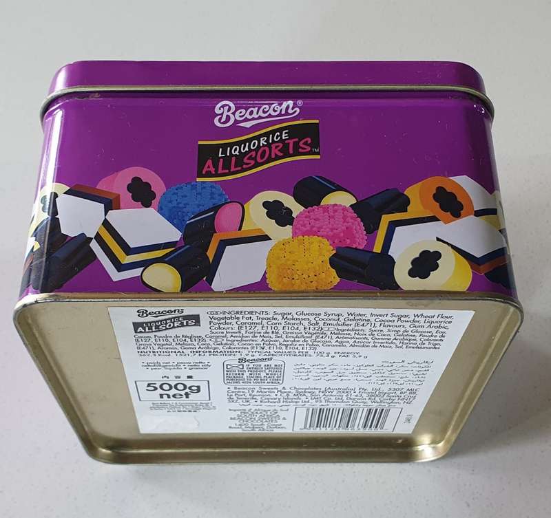 Beacon LIQUORICE tin as per photos