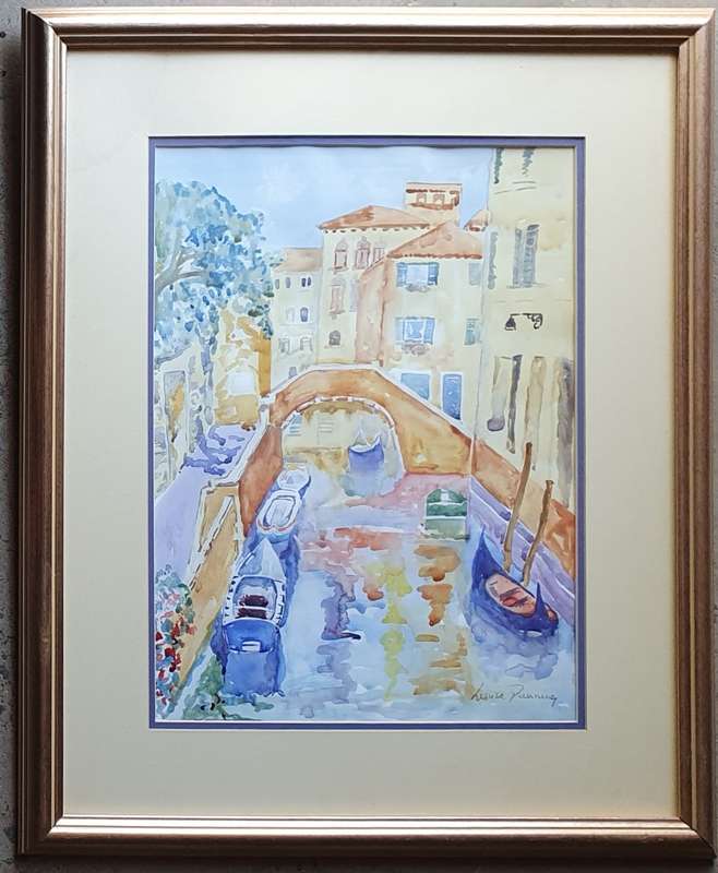 Framed watercolour painting by LOUISE DUNNING as per photo