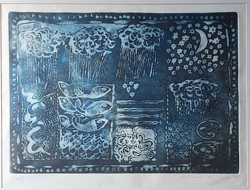 Framed colour etch by DE JAGER as per photo