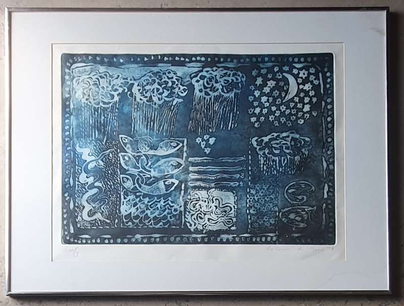 Framed colour etch by DE JAGER as per photo