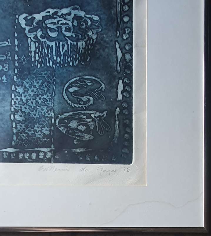 Framed colour etch by DE JAGER as per photo