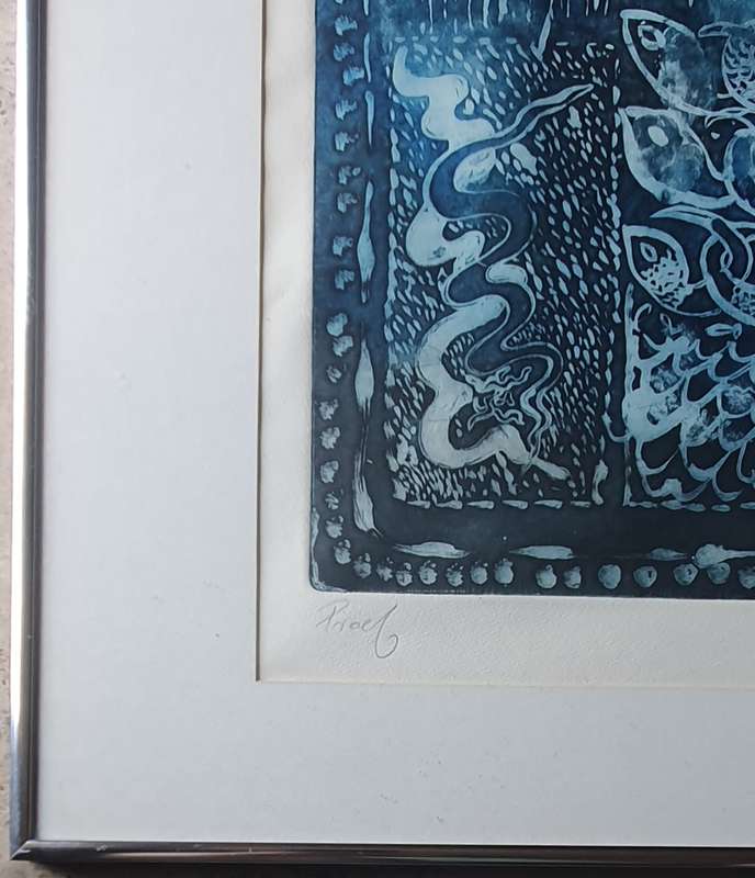 Framed colour etch by DE JAGER as per photo
