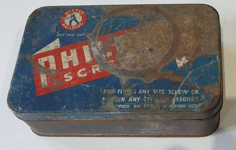 Vintage MISTER PHILPLUG Screwfix tin as per photos