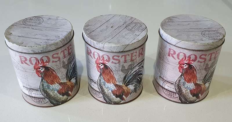 3 Rooster tins as per photos