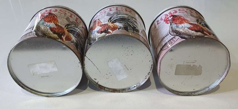 3 Rooster tins as per photos