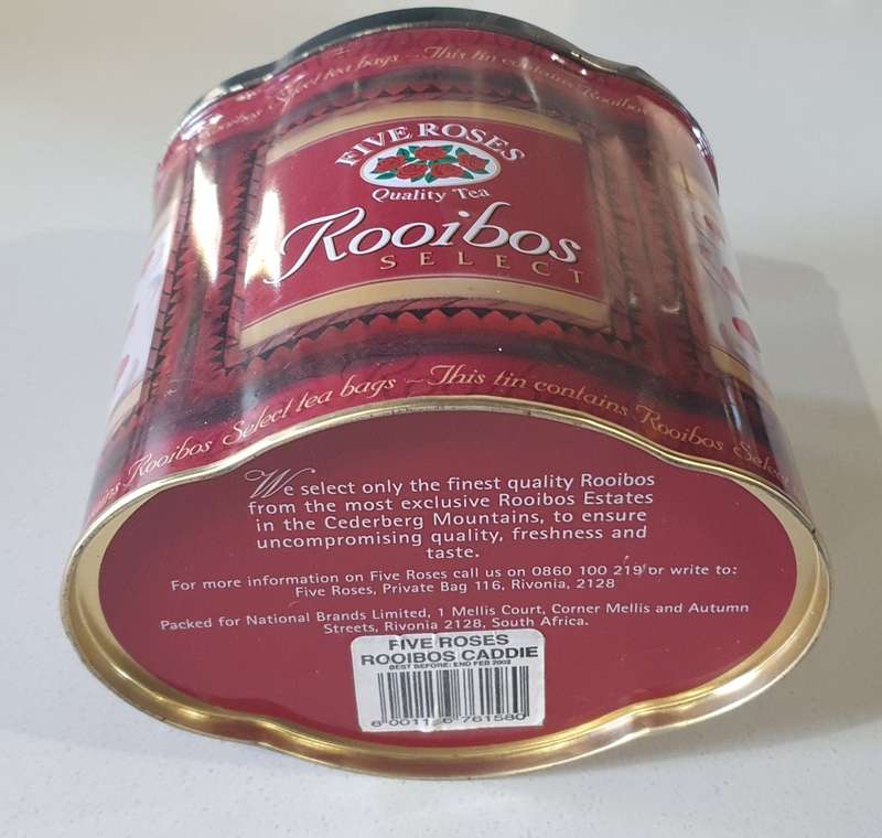 Five Roses Rooibos tea tin as per photos