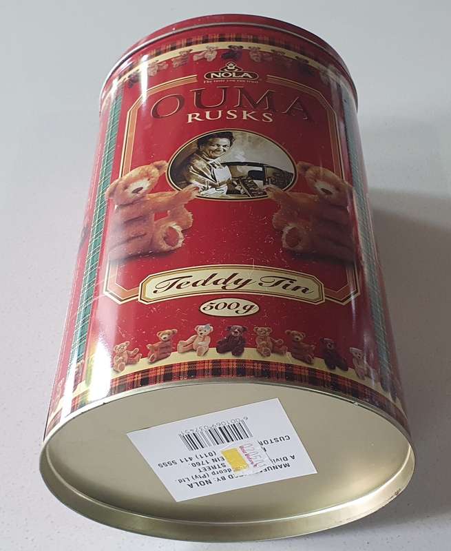 OUMA RUSKS teddy bear tin as per photos