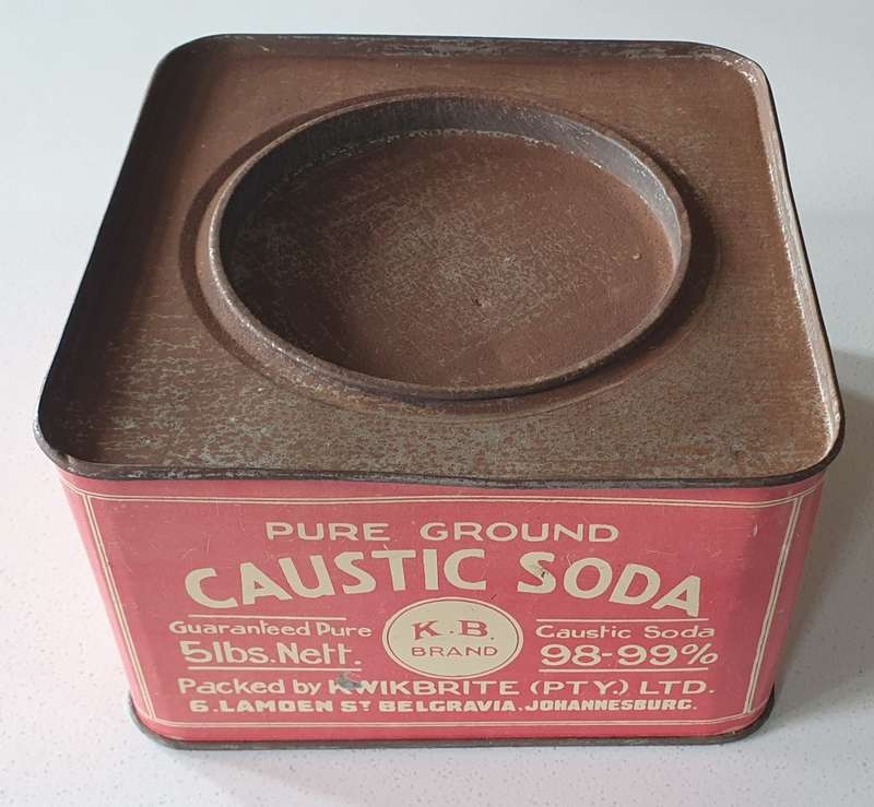 Vintage Pure Ground CAUSTIC SODA tin as per photos
