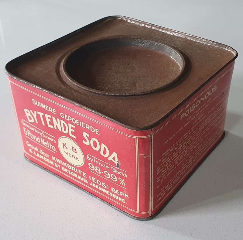 Vintage Pure Ground CAUSTIC SODA tin as per photos