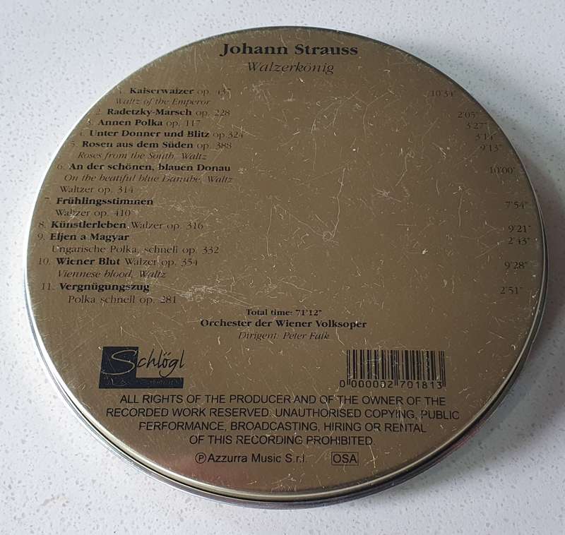 Johann Strauss tin as per photos