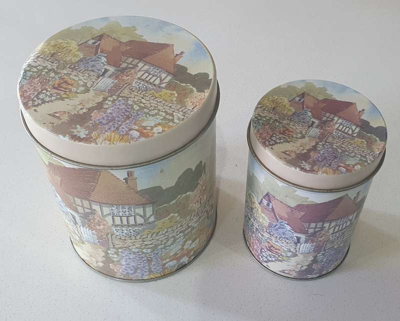 2x FARM COTTAGE theme tins as per photos