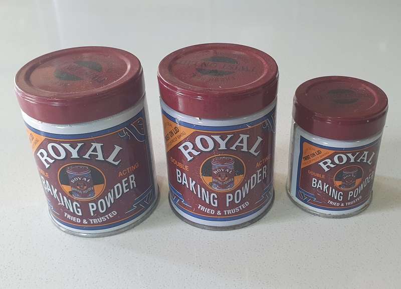 3 ROYAL BAKING POWDER tins as per photos