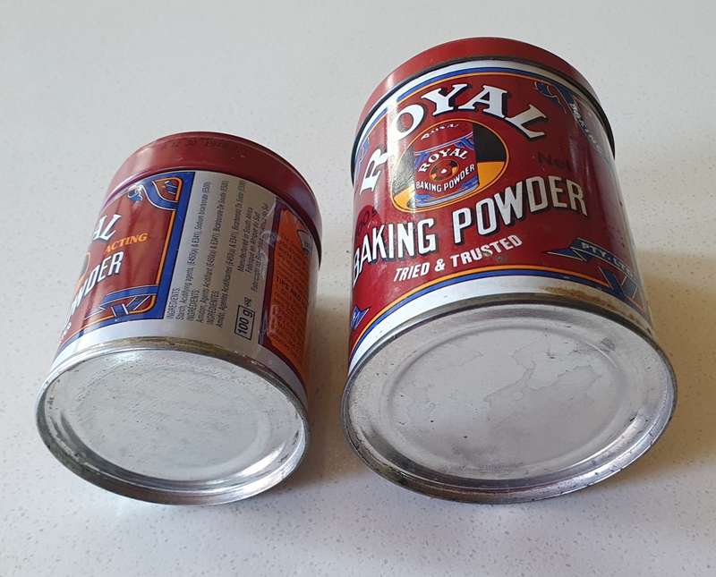 2 ROYAL BAKING POWDER tins as per photos