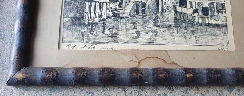 Artwork in vintage wooden frame as per photos