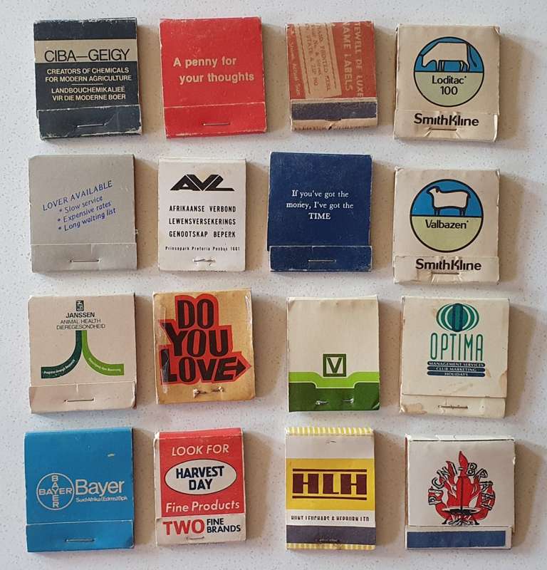 Set of 16 vintage matchboxes as per photo