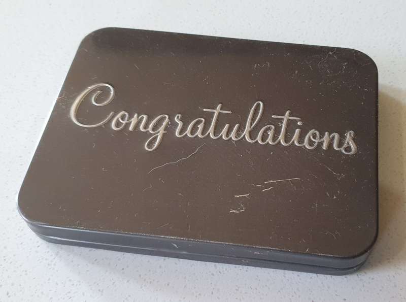 Congratulations tin as per photo