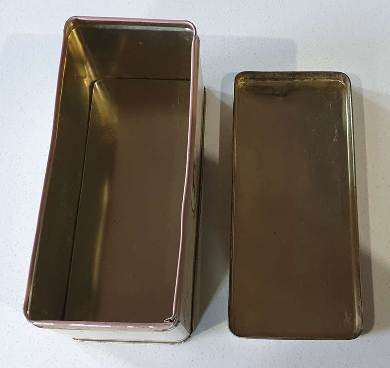 Vintage tin with  image of girl & doll as per photos
