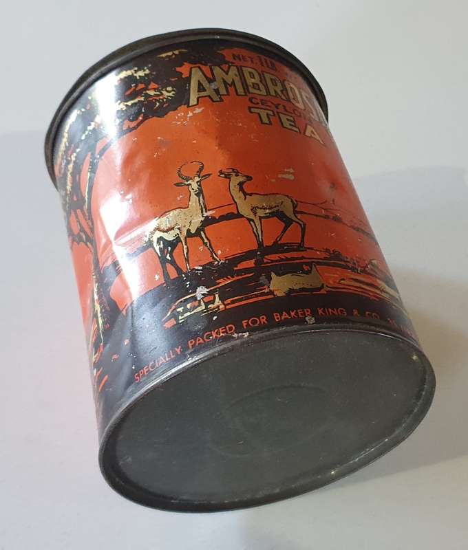 Vintage AMBROSIA CEYLON TEA tin as per photos