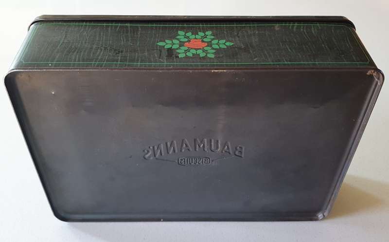 Vintage BAUMANN`S BISCUIT tin with  image roses as per photos