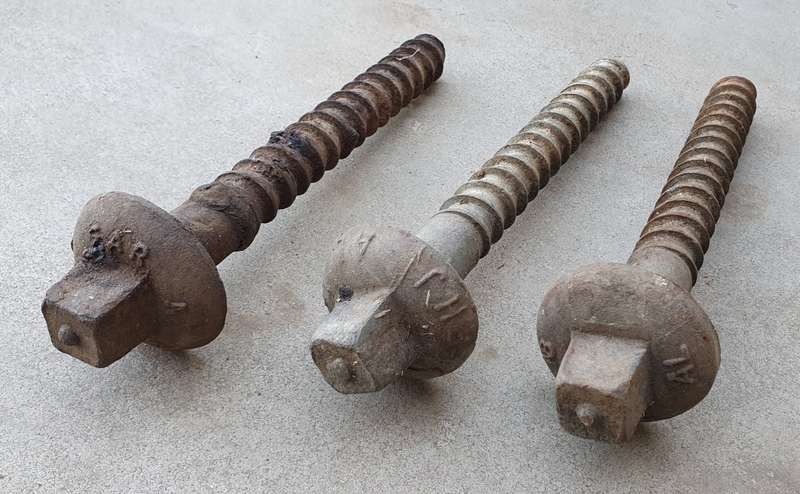 3 Vintage SAR sleeper bolts as per photo