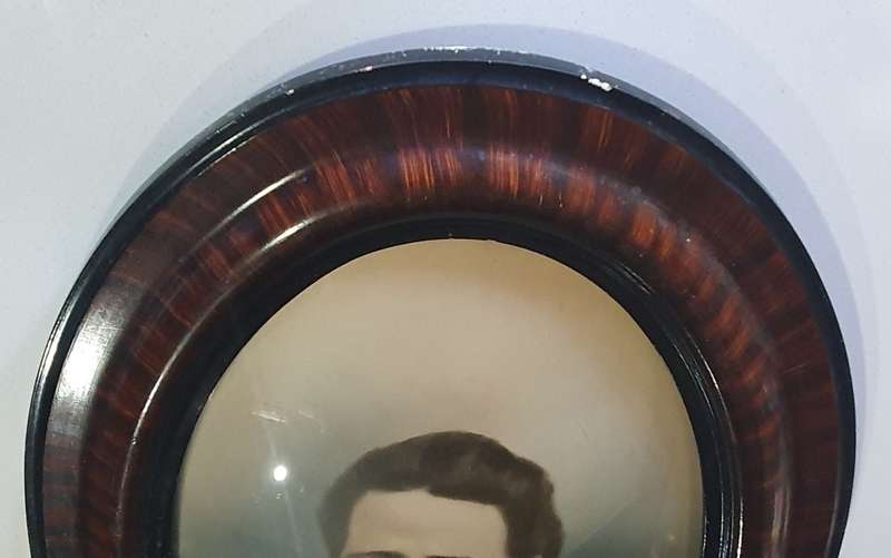 Vintage wooden frame with photo and curved glass as per photos