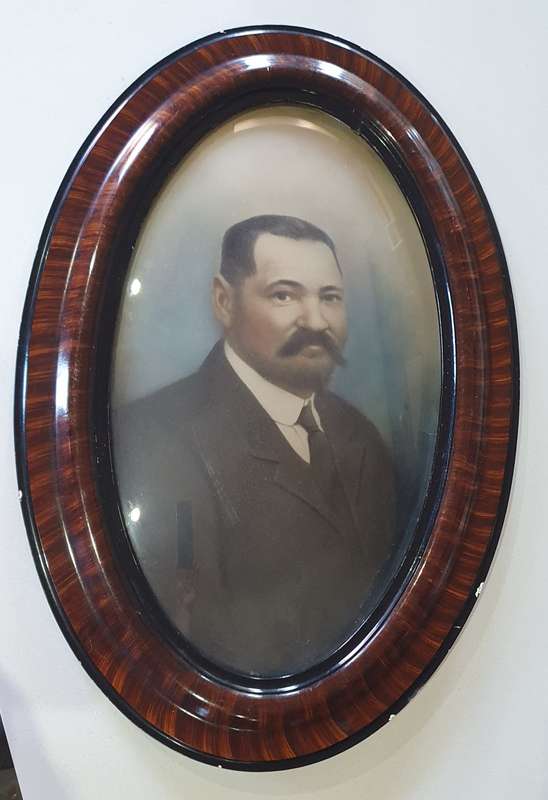 Vintage wooden frame with photo and curved glass as per photos