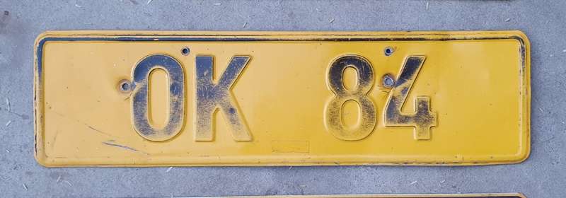 Vintage metal Free state OK district number plate as per photos