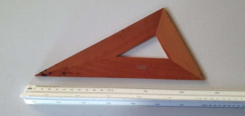 Vintage WACHTER Winterthur wooden 30, 60 and 90 deg. triangle drawing instrument as per photo