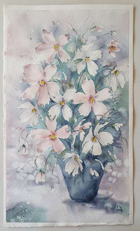 Original unframed watercolor  painting by EDNA SCHUMYN as per photos