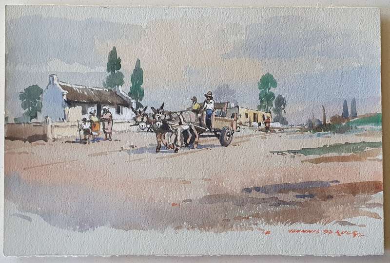 Original unframed watercolor  painting by JOHNNY DE KOCK as per photos
