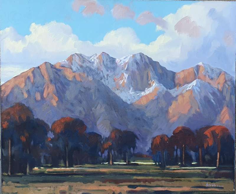 Original oil painting by LOUIS STROH - Snow mountains