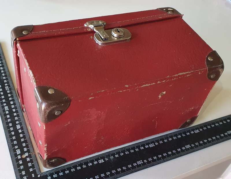 Vintage red vanity case for decor as per photo
