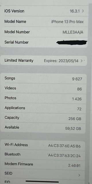 Genuine Apple iPhone 13 Pro Max 256GB