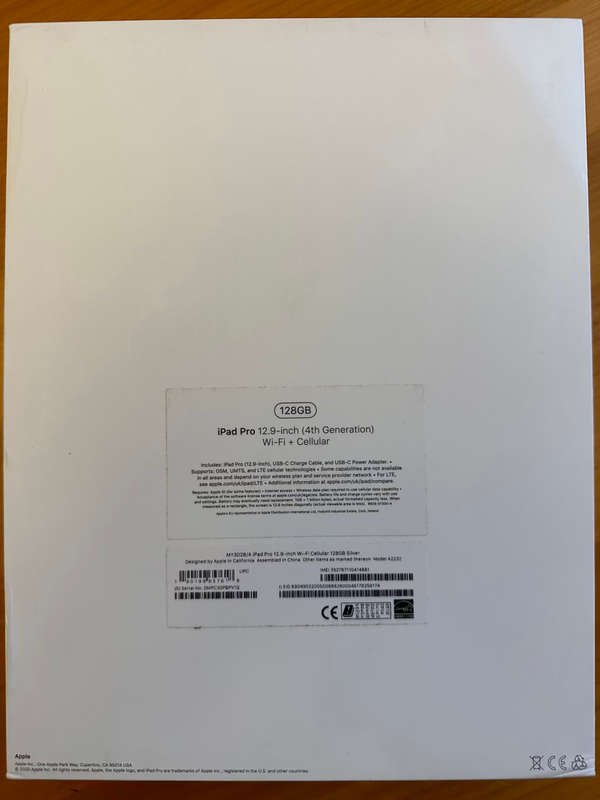 Genuine Apple iPad Pro 12.9 128gb Wifi+ Cellular (4th Generation)