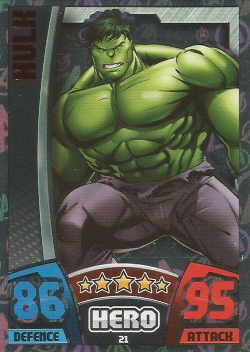 HERO ATTAX "AVENGERS" 2015 - HULK FOIL TRADING CARD nr21