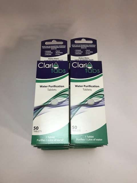 10 x boxes of Clari Tabs - water purification tablets (1 bid for all) CLEARANCE SALE        (#57)
