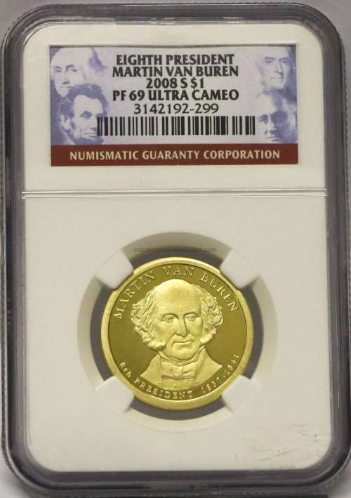 2008-S US $1 -8th President - PF 69 ULTRA CAMEO NGC