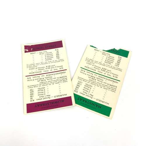Boardgame Spares: Vintage (John Waddington Ltd) Monopoly Property cards (as pictured)