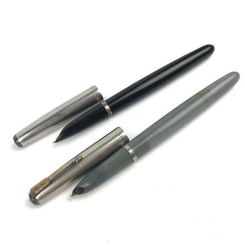 Parker "51" Vacumatic Made in U.S.A. (T6) - Vintage vacumatic filling fountain pen - Navy Gray barre