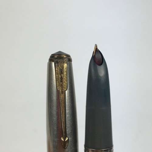 Parker "51" Vacumatic Made in U.S.A. (T6) - Vintage vacumatic filling fountain pen - Navy Gray barre