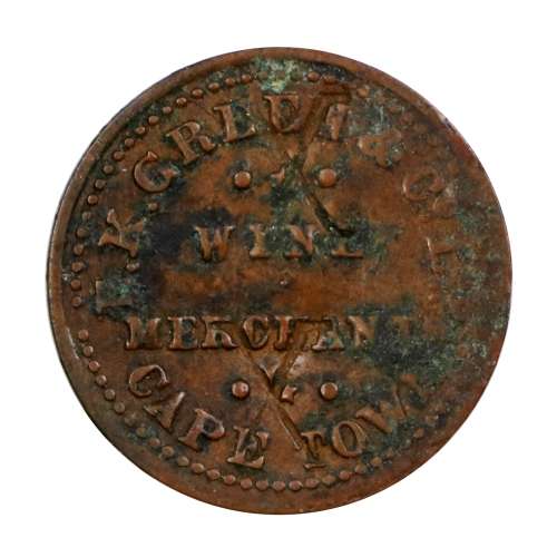 1907-1930 E.K. Green & Co. Wine Merchants Cape Town Token  R - 4 rarity