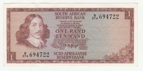 1973 South Africa Type 10 TW De Jongh Second Issue R1