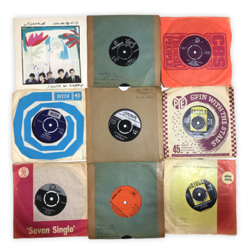 Lot of 45 x 7" Vinyl records (with & without covers/various conditions)