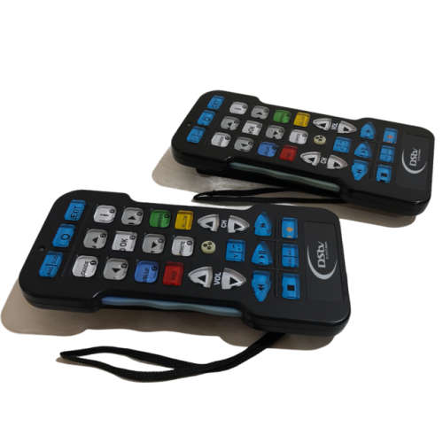 Pair of Jumbo DSTV Remote Controls - Programmable with ALL DSTV decoder models, one missing top cove