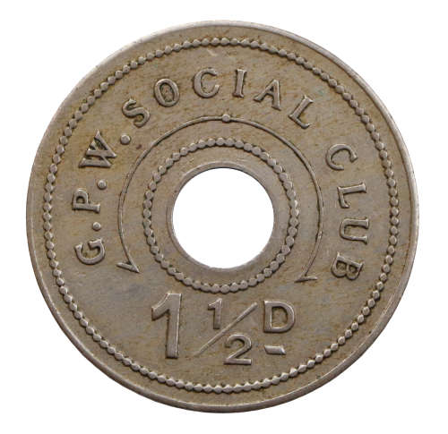 G.P.W Social Club 1 1/2 Dime Token