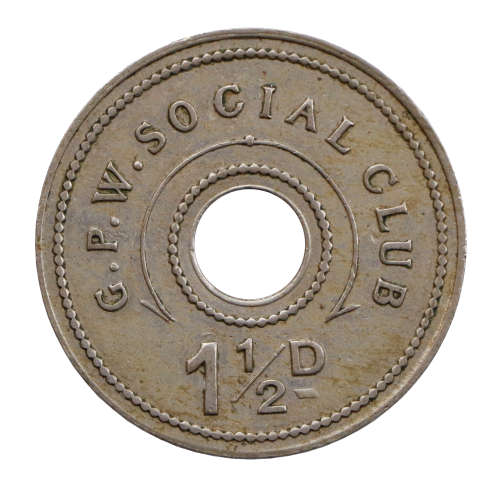 G.P.W Social Club 1 1/2 Dime Token