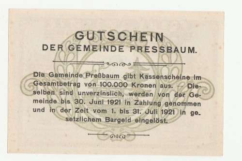 1920 Austria Stadt Pressbaum 20 Heller (with Pressbaum stamp-Rare)
