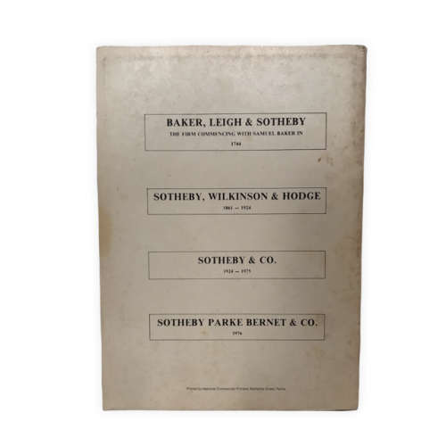 Sotheby's Cape Town "The Contents of Nederberg, The property of the late Miss Hilda Holt" 1982 Aucti