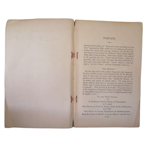 England Under The Heel Of The Jew- A Tale Of Two Books edited by Dr. J. H. Clarke 1921 Softcover