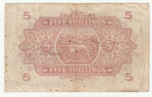 1949 East Africa Currency Board 5 Shillings, Nairobi Issue, 4 Signatures
